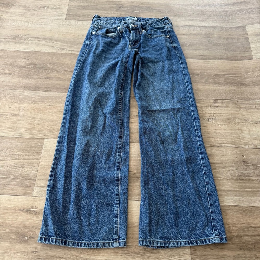 SONG Wide Leg High Waisted Denim Jeans Medium Wash Size 1/25 Retro Flare